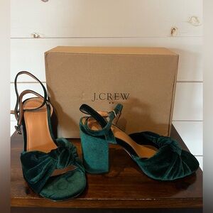 JCrew Velvet Knotted Peep Toe Heels